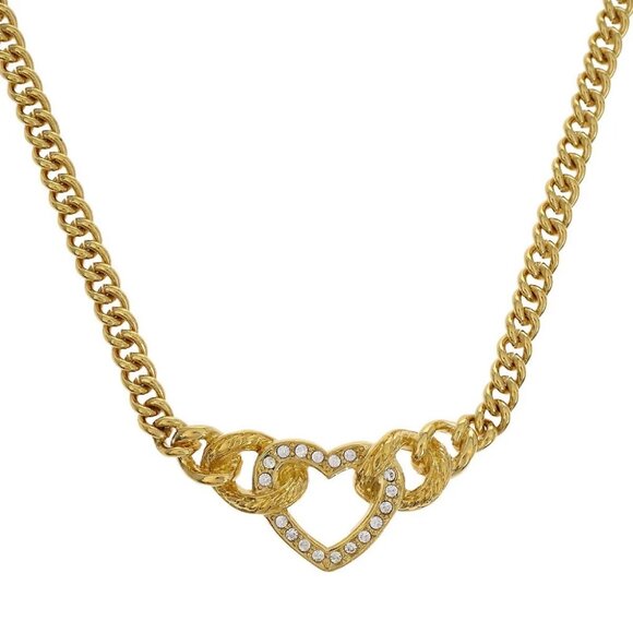 Christian Dior Necklace Pendant Gold Rhinestone - Picture 1 of 4